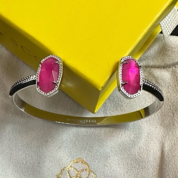 NWT Kendra Scott Elton in Rhodium and Azalea Illusion - Picture 1 of 4